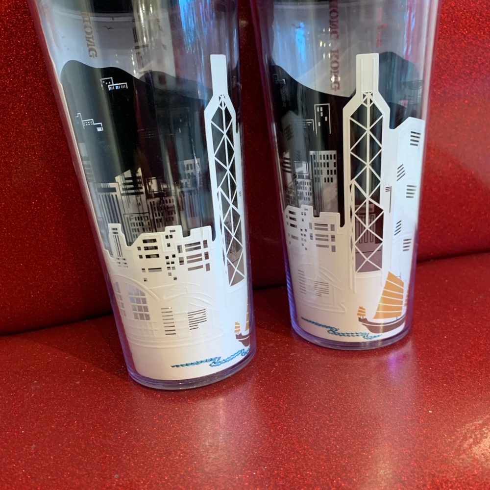 STARBUCKS Hong Kong 16 oz plastic Travel tumbler with swivel lid closure NWOT - Picture 2 of 8
